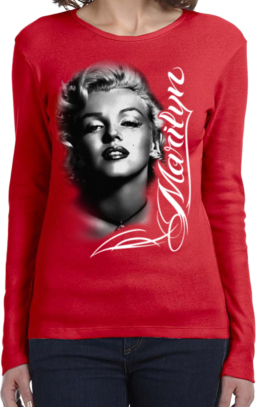 Buy Cool Shirts Marilyn Monroe Black and White Portrait Ladies Long
